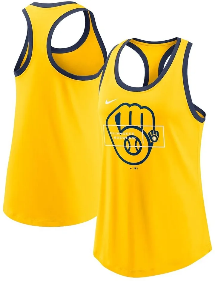 Women's Nike Gold Milwaukee Brewers X-Ray Racerback Performance Tank Top