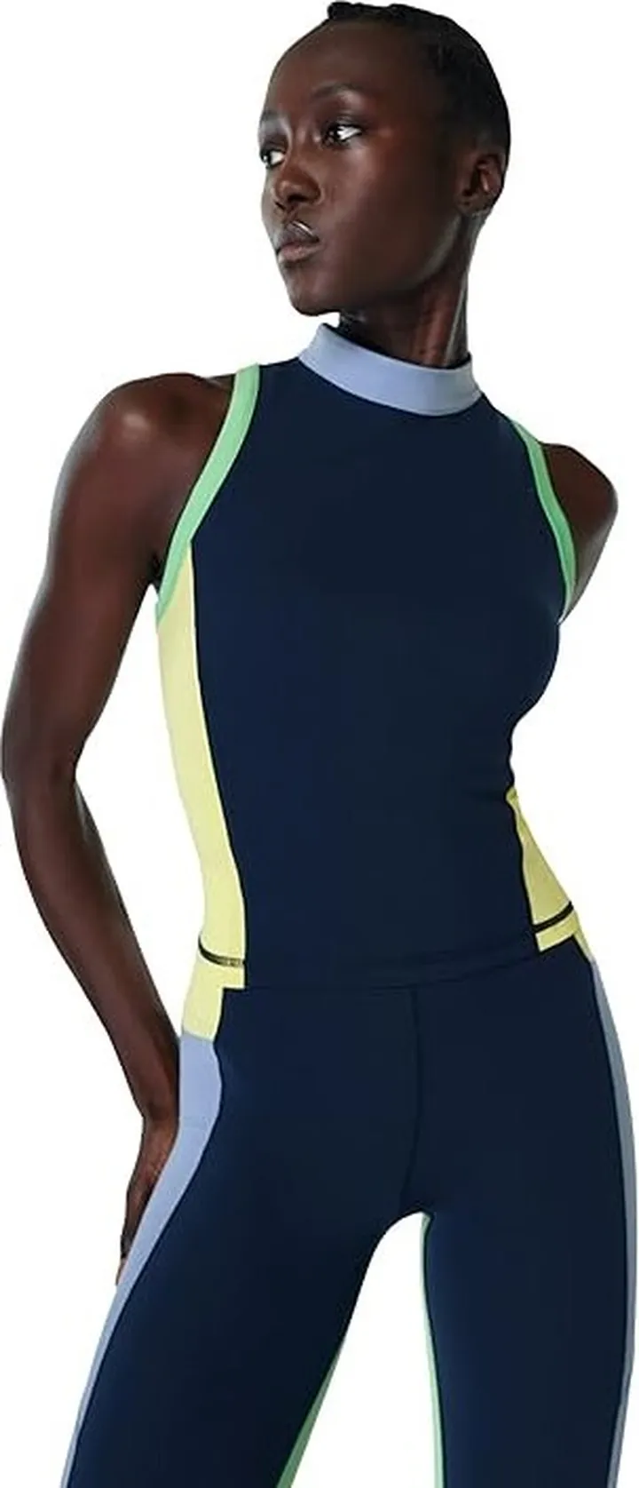 Sweaty Betty Power Zip Back Workout Tank Top (Navy Blue A) Women's Clothing