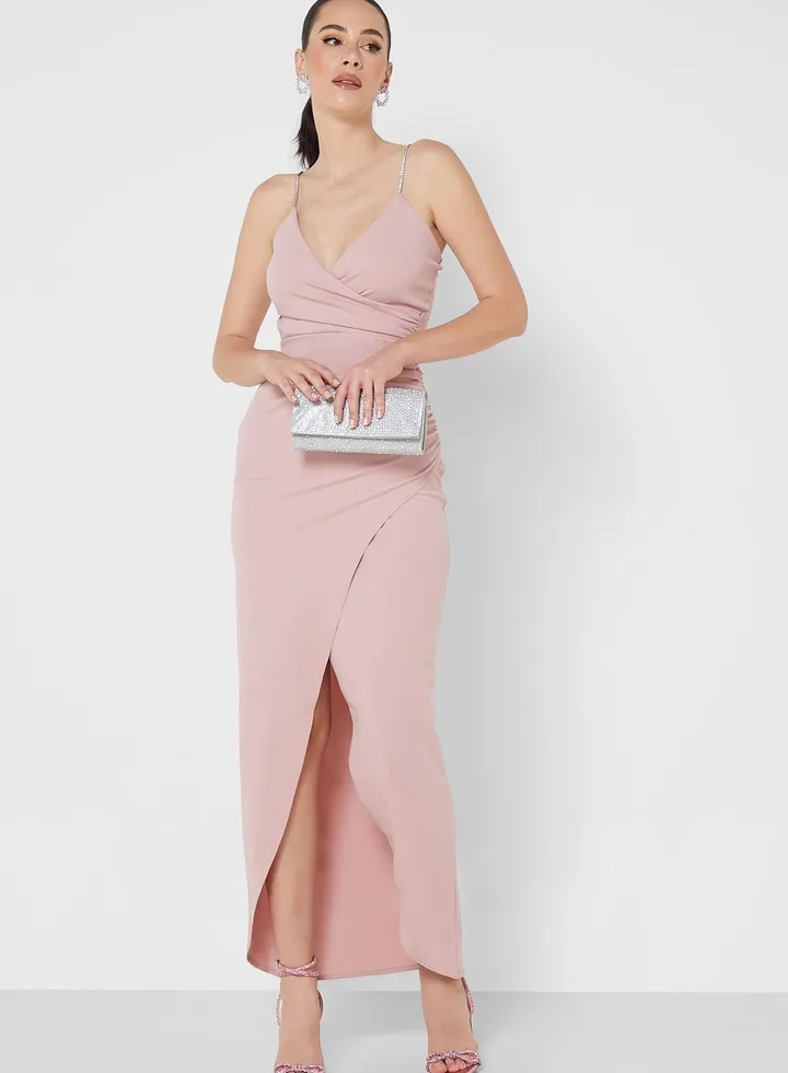 Strappy Knitted Wrap Dress