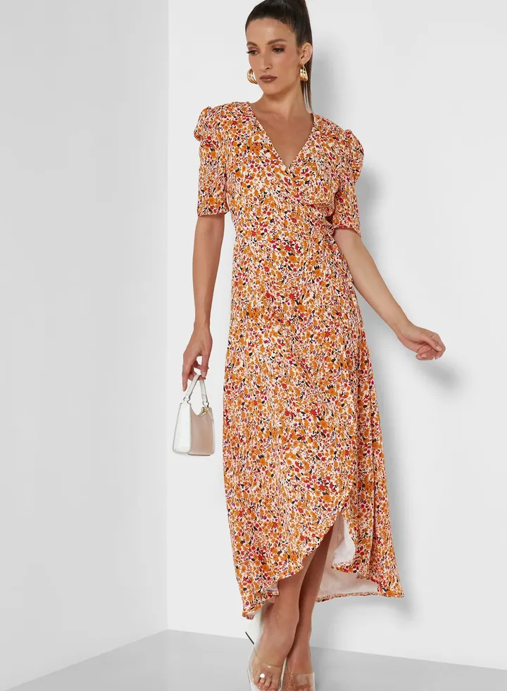 Floral Print Wrap Dress