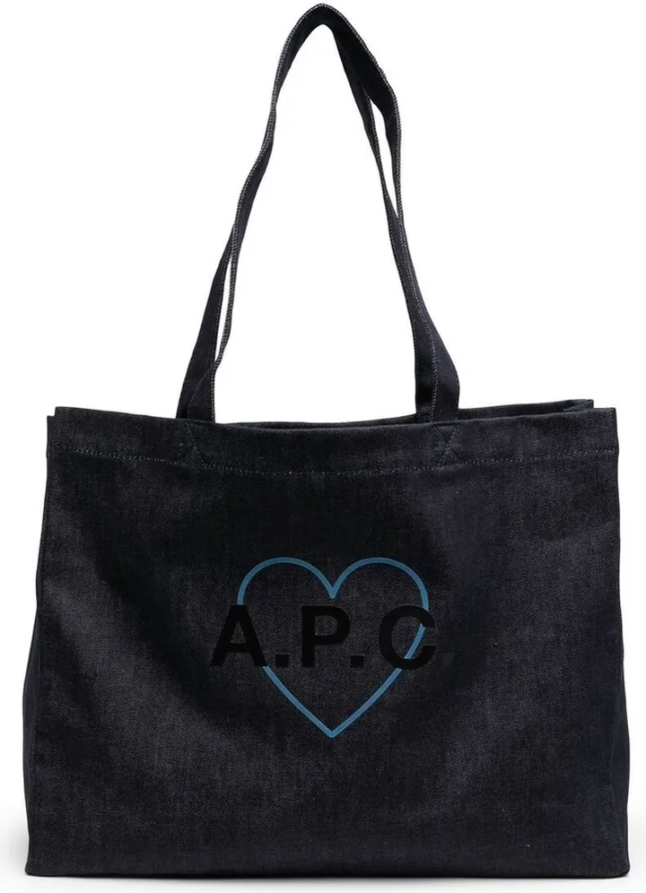 Embossed-Logo Denim Tote Bag
