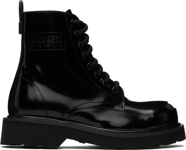 Kenzo Black Kenzo Smile Lace-Up Boots