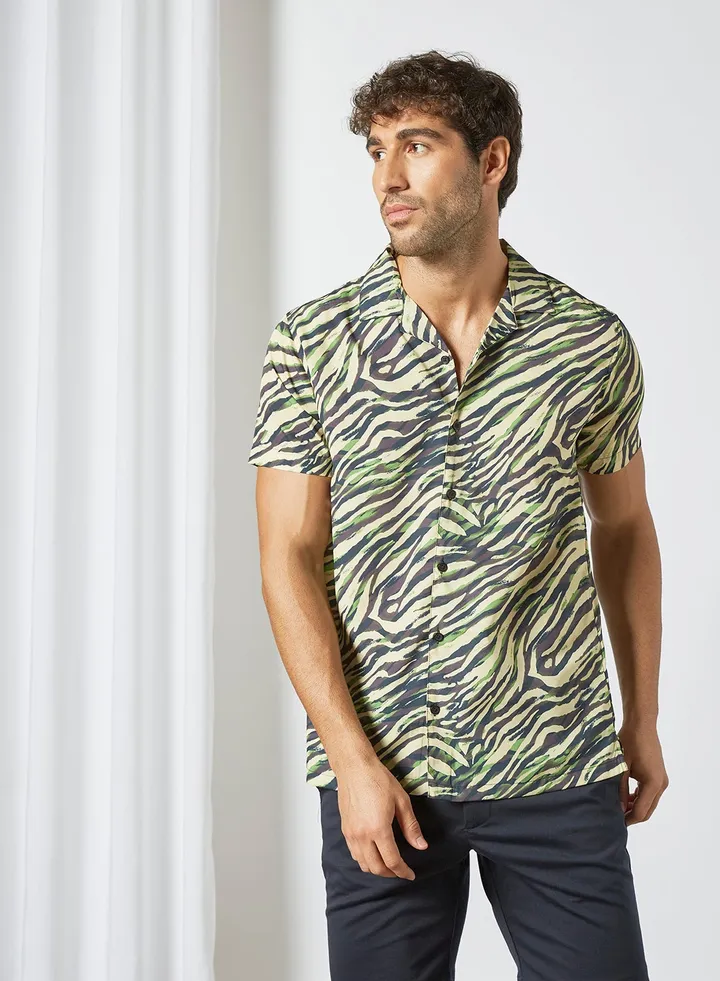 Animal Print Short Sleeve Shirt