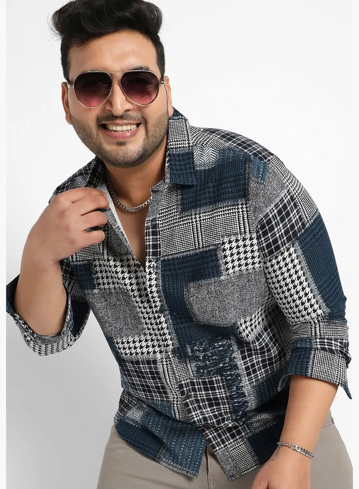 Printed Spread Collar Long Sleeve Shirt