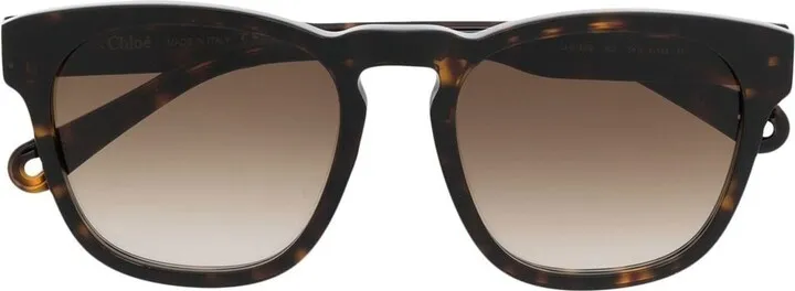 Tortoiseshell-Effect Square-Frame Sunglasses