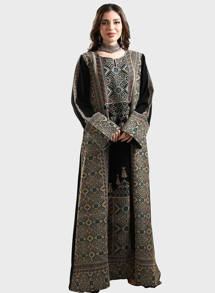 V-Neck Emballished Jalabiya