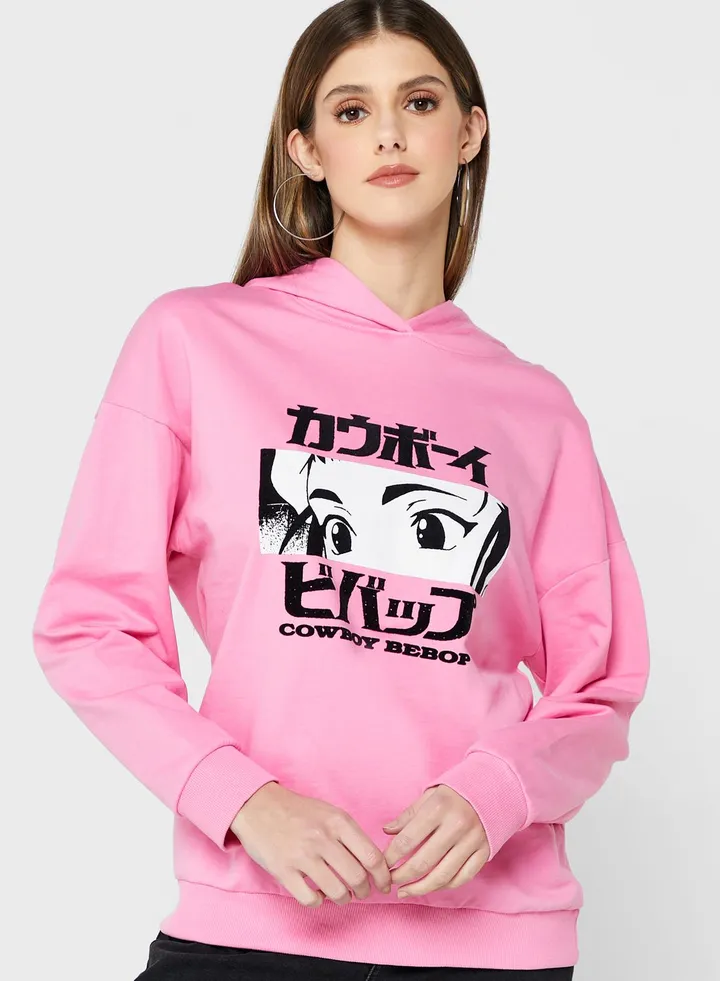 Printed Pocket Detail Hoodie