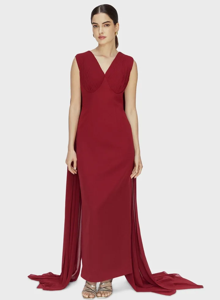 V-Neck Split Sleeve Dress