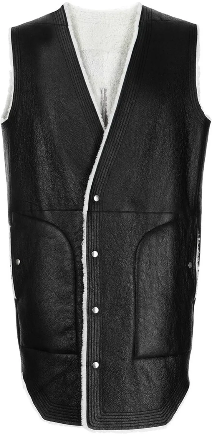 Contrasting Trim Leather Gillet