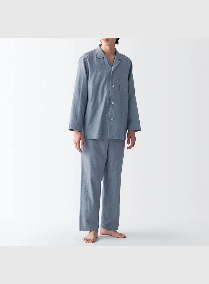 Side Seamless Double Gauze Long Sleeves Pajamas
