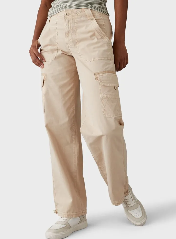 High Waist Pocket Detail Cargo Jogger