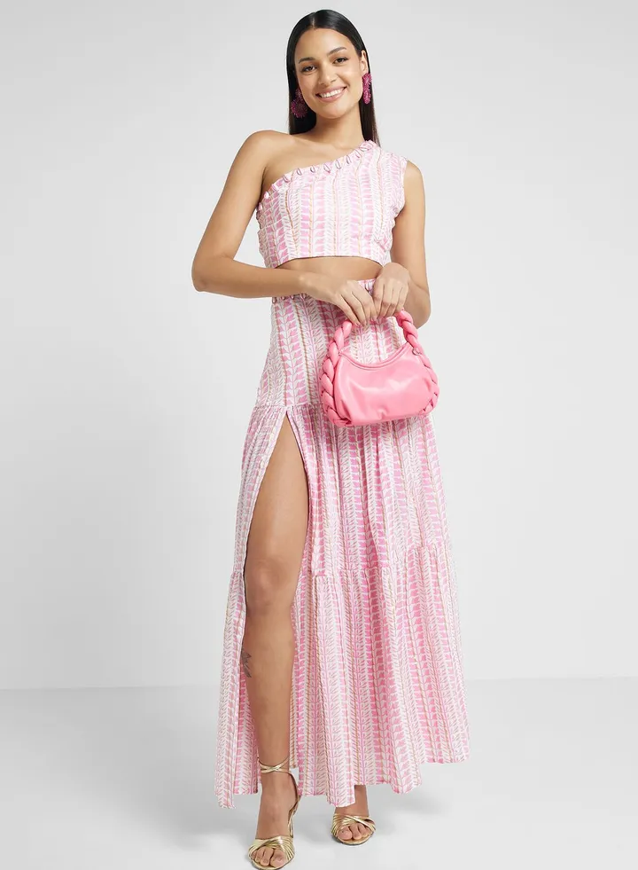 One Shoulder Crop Top & Skirt Set