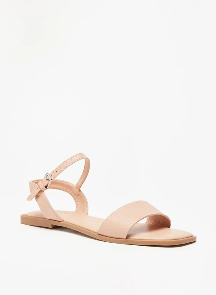 Womens Solid Sandals With Buckle Closure