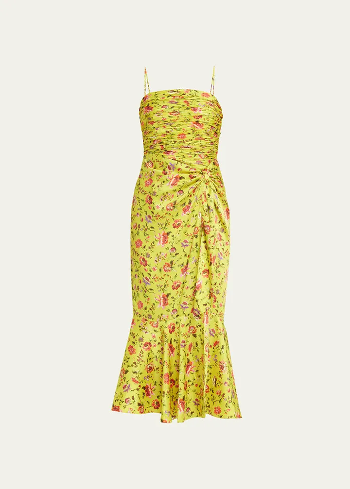 Katz Provence Side-Drape Midi Dress