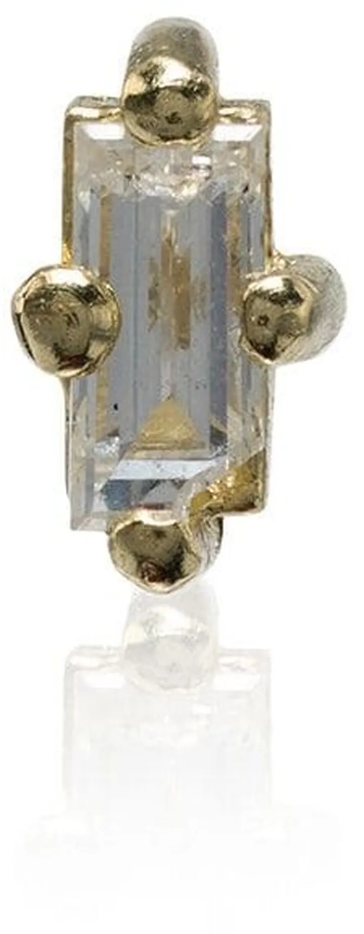 18K yellow gold white diamond stud earring