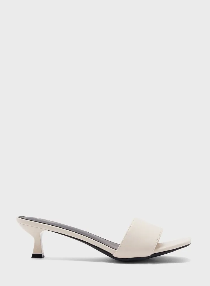 One Strap Low Heel Mule Sandal