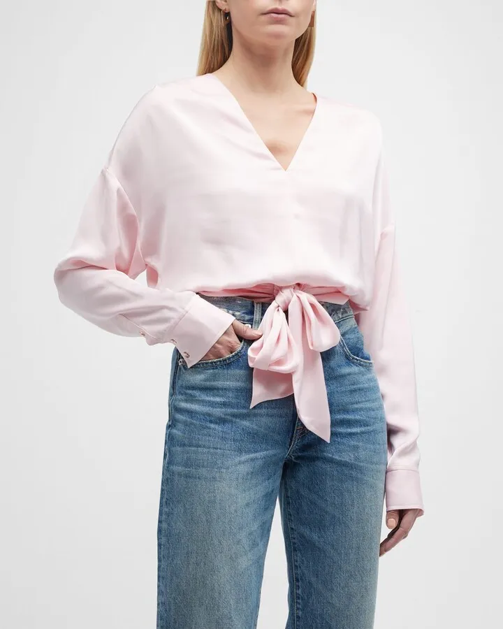 Hartley Satin Self-Tie Blouse