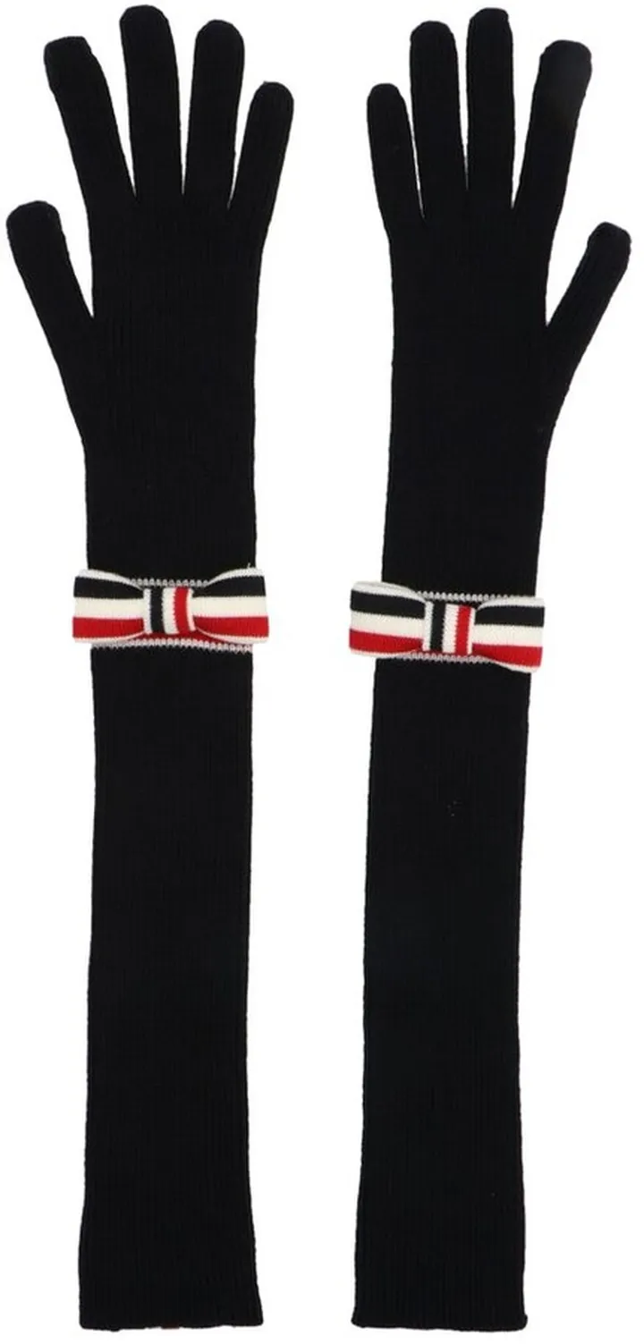 Thom Browne Bow Embellished Long Gloves