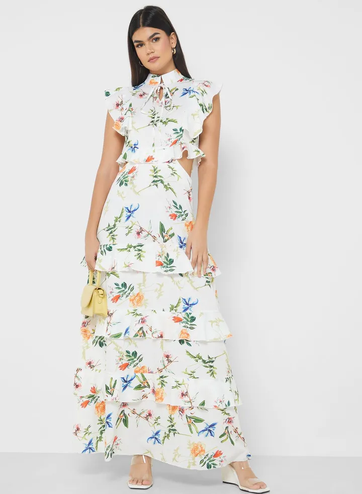 Floral Print Tiered Dress
