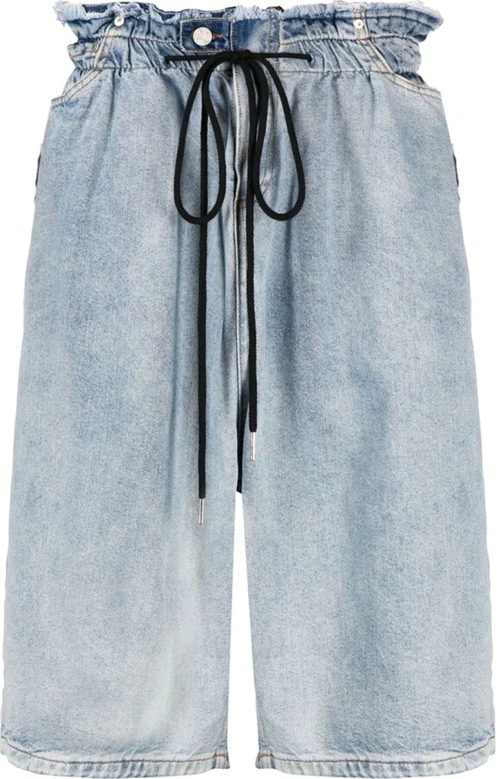 Blue Drawstring Waistband Denim Shorts