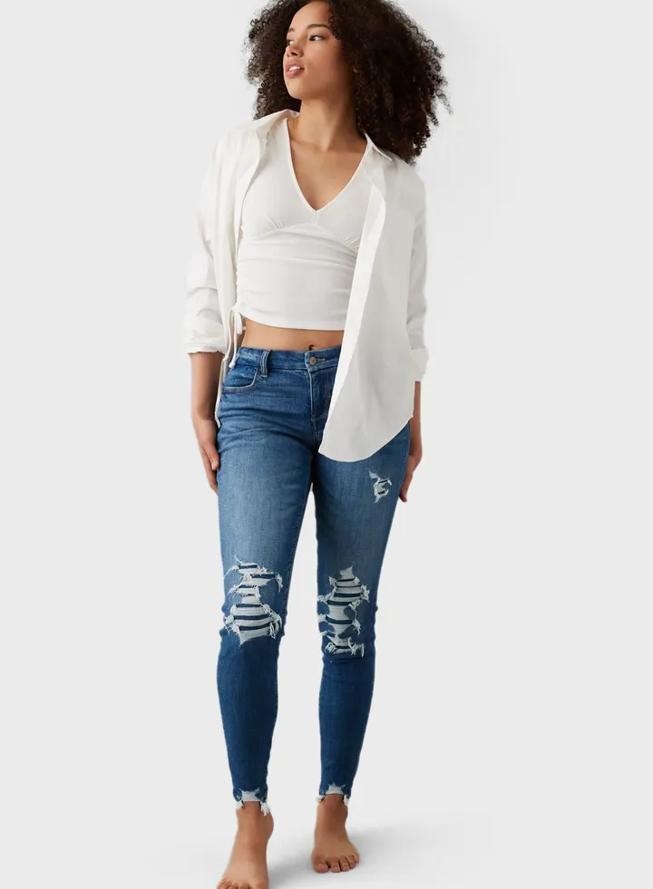 High Waist Ripped Pants