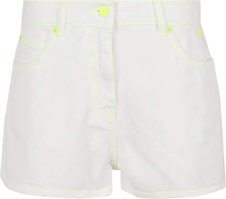 MSGM Logo Embroidered High Waist Denim Shorts