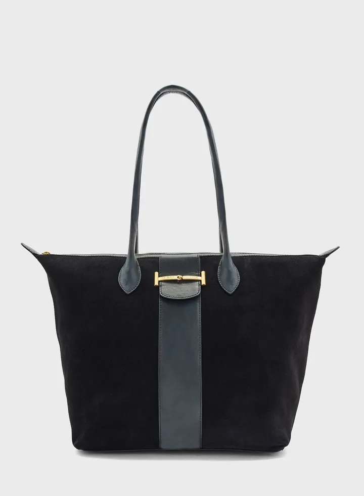 Edala Suede Equestrian Tote Bag