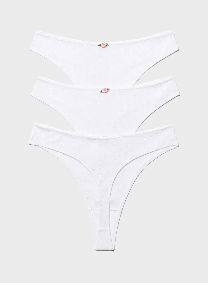 3 Pack High Leg Thong