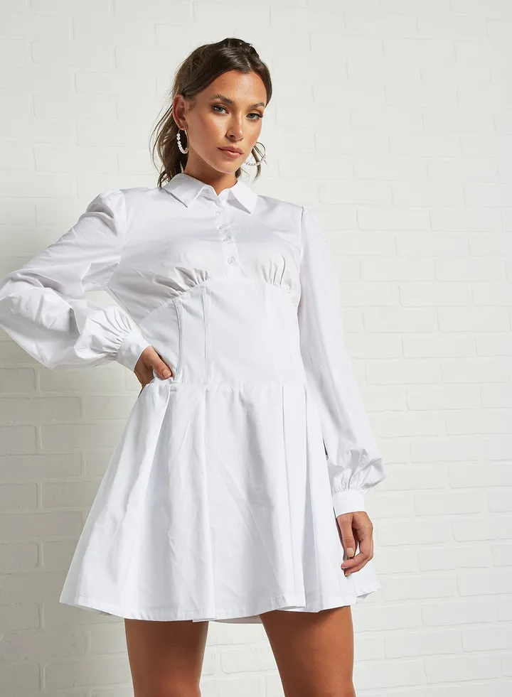 Corset Detail Shirt Dress