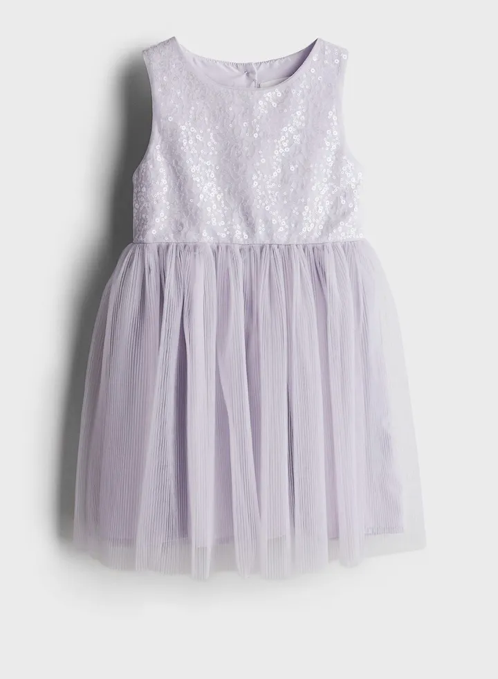 Kids Sequin Plisse Dress