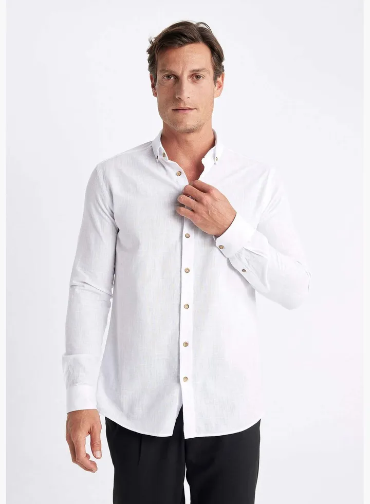 Modern Fit Polo Collar Long Sleeve Shirt