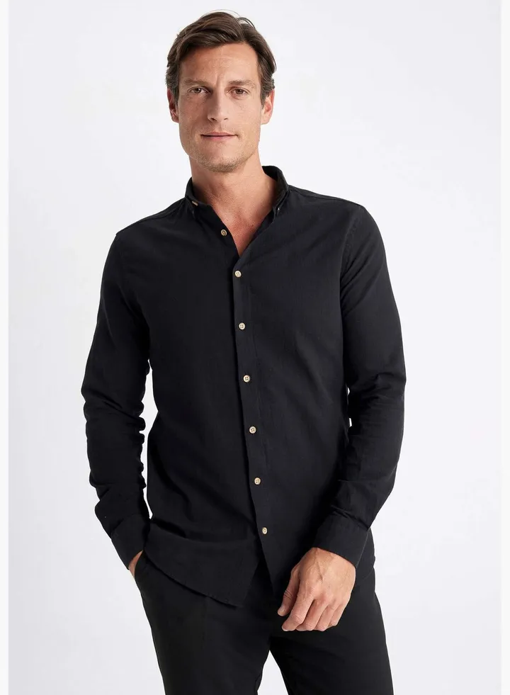 Modern Fit Polo Collar Long Sleeve Shirt