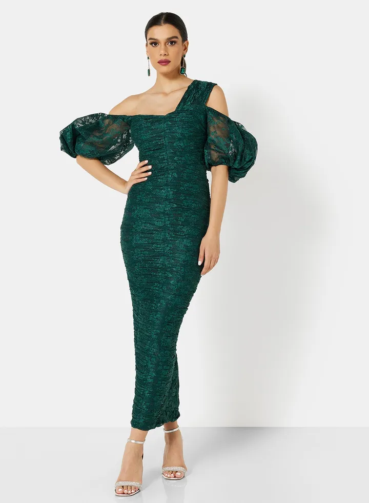Ruched Lace Bodycon Dress
