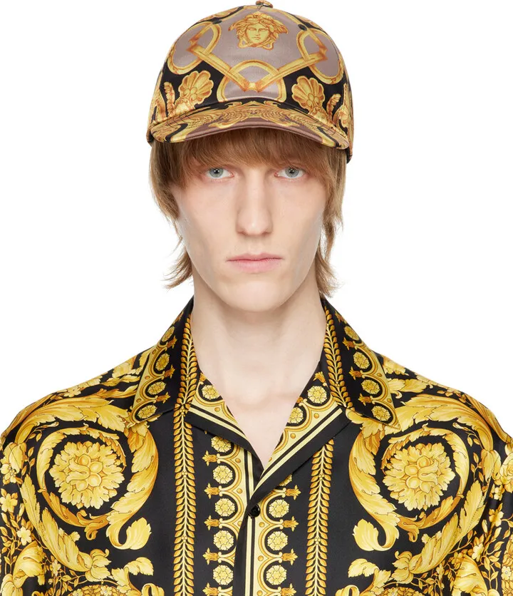 Versace Beige & Black Barocco Cap