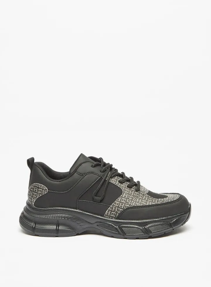 Women's Monogram Print Casual Shoes Sneakers With Lace-Up Closure