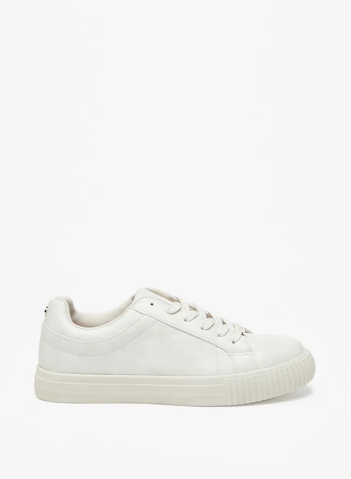 Women's Solid Lace-Up Low Ankle Casual Shoes Sneakers