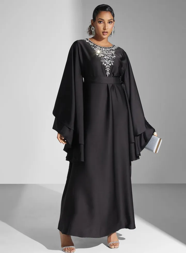 Embroidered Tiered Dress
