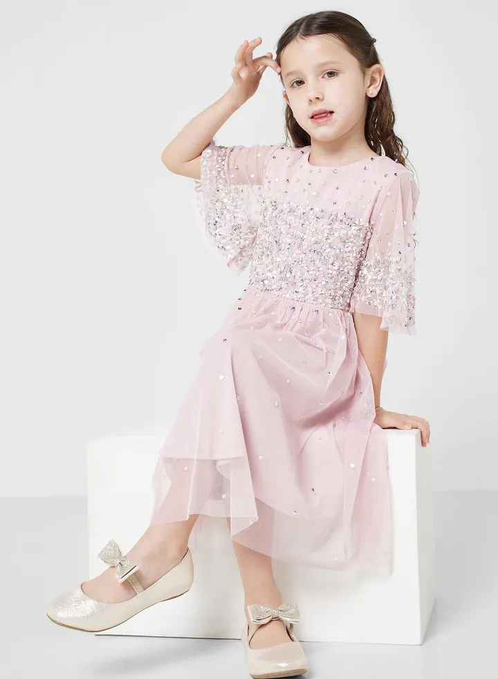 Kids Lace Tulle Midi Dress