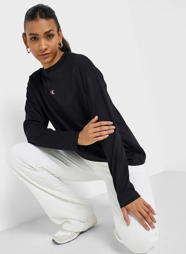 Crew Neck Long Sleeve Logo T-Shirt