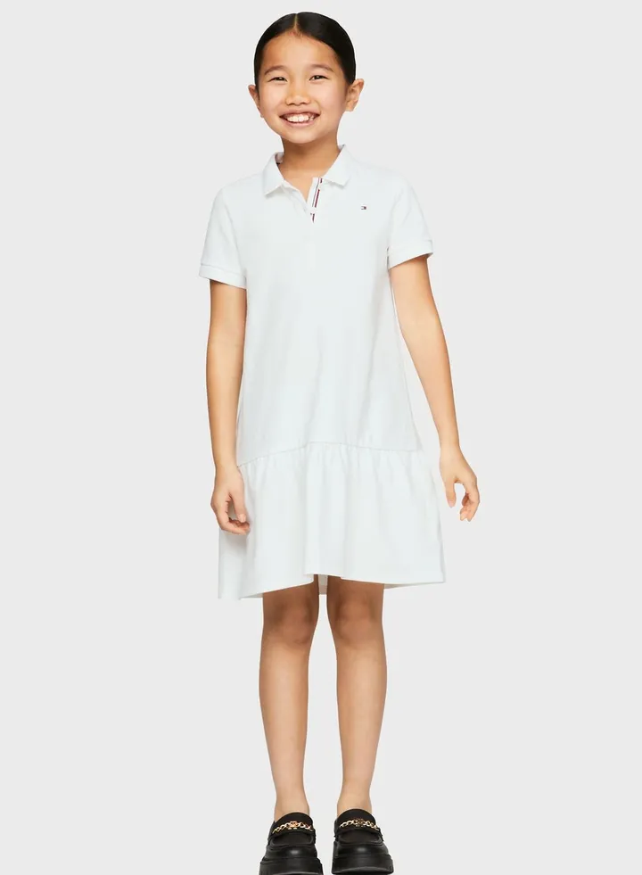 Kids Ruffle Hem Polo Dress