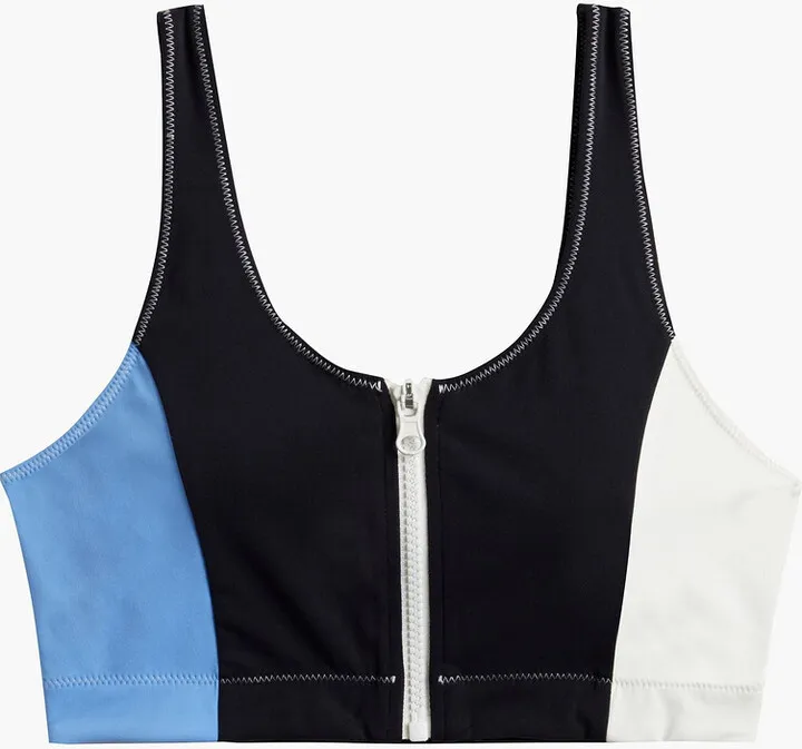 Color-block stretch sports bra