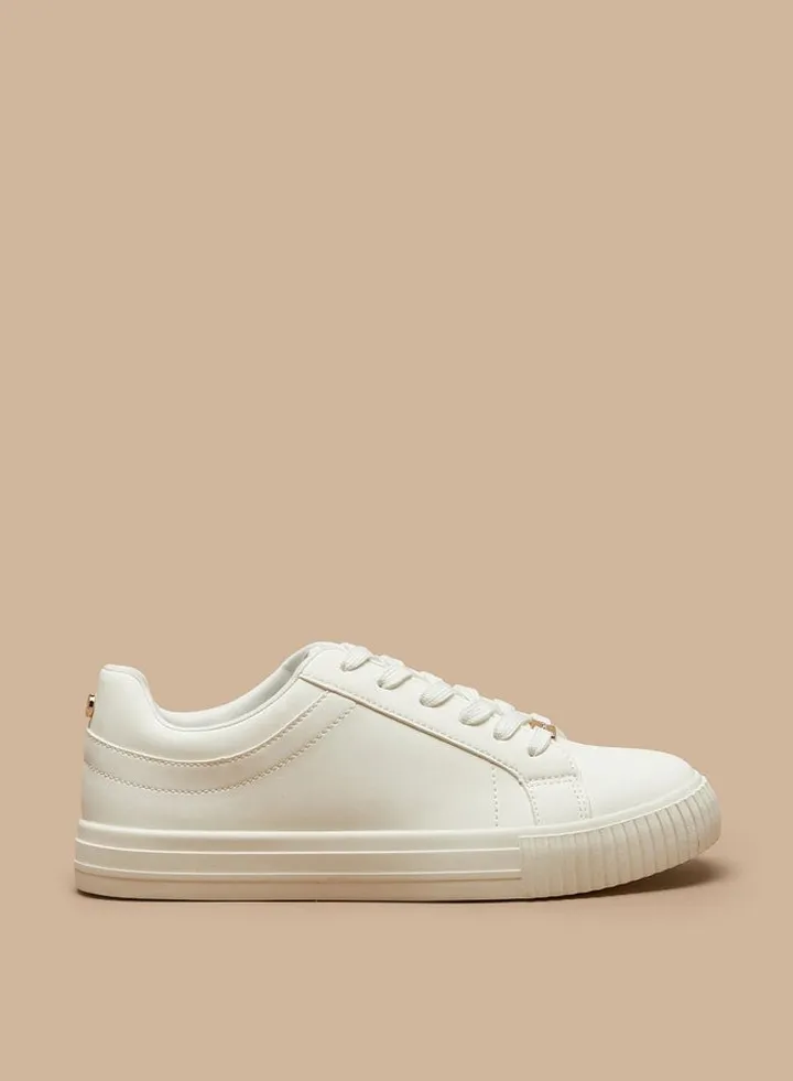 Women's Solid Lace-Up Low Ankle Casual Shoes Sneakers
