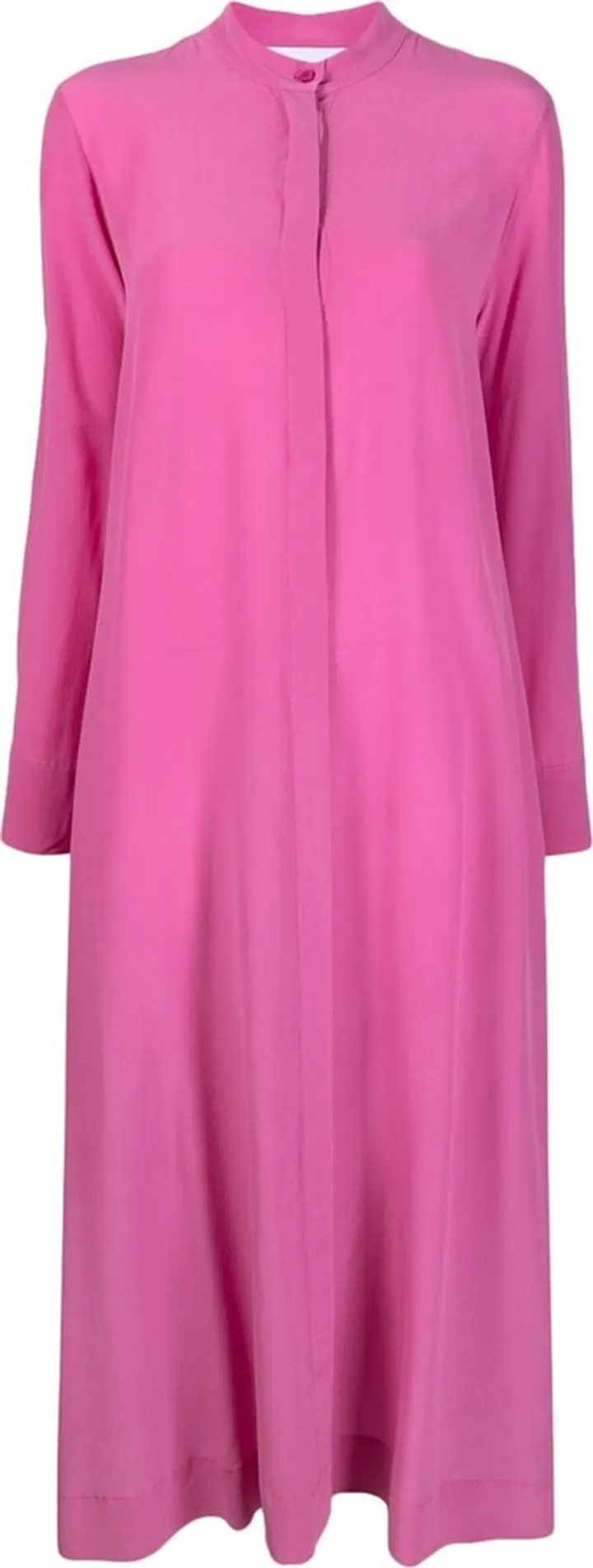 Long-Sleeve Silk Midi Dress