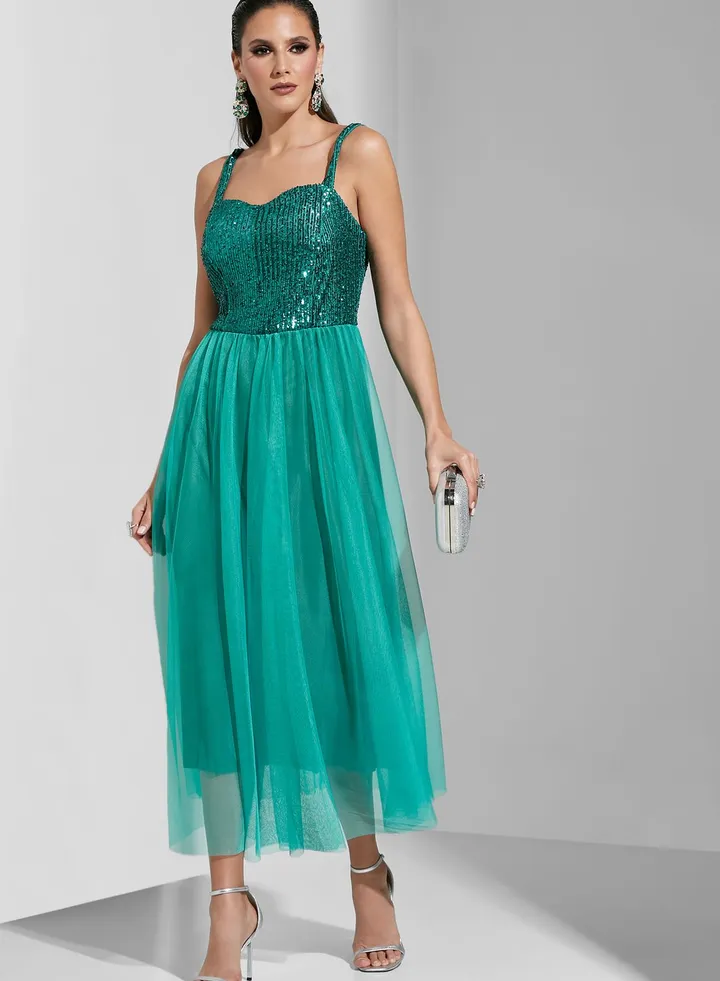 Strappy Dress With Sequin Detailing
