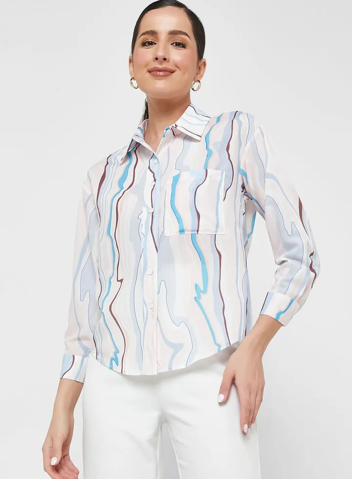 Printed Pocket Detail Shirt