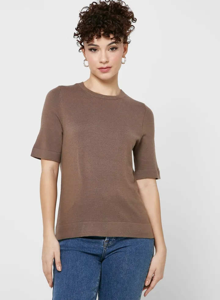 Round Neck Knitted T-Shirt