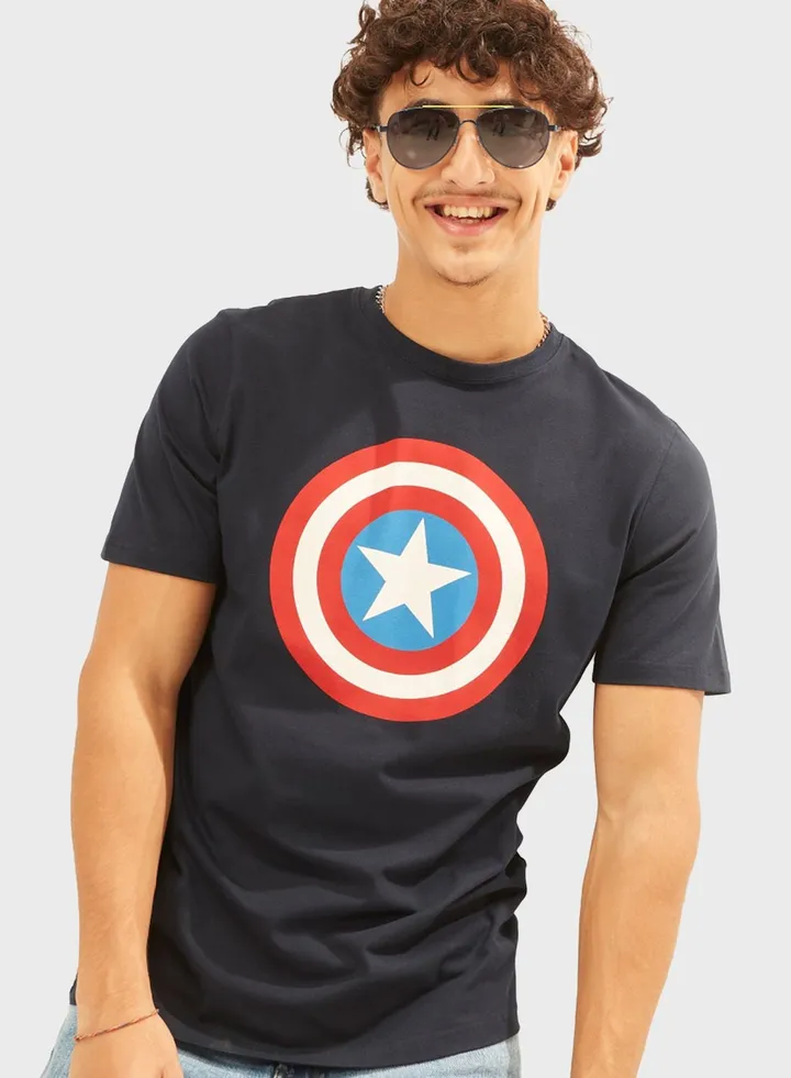 Captain America Print T-Shirt