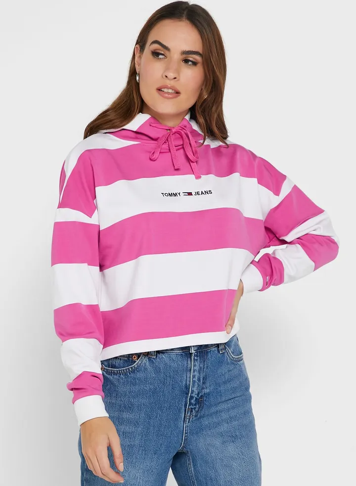 Logo Striped Hoodie