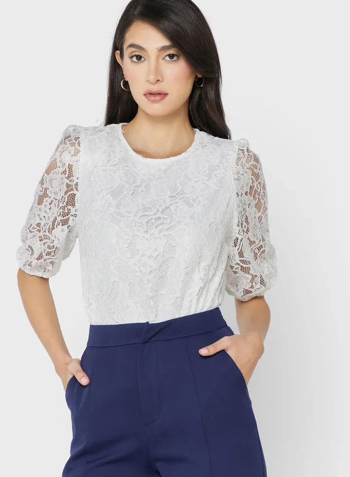 Puff Sleeve Lace Top