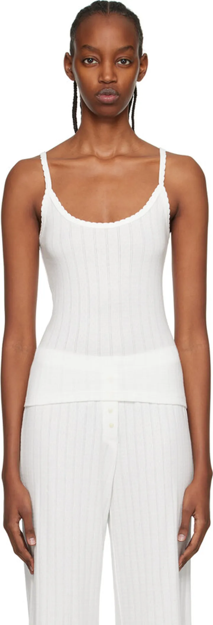 LESET White Pointelle Camisole